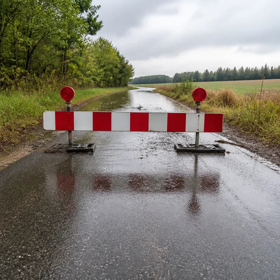 Utrudnienia w gminie Paprotnia. Trasa między Plutami a Korycianami czasowo nieprzejezdna