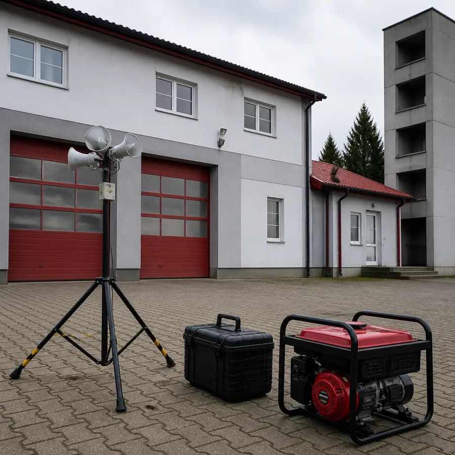 Nauczą reagowania na zagrożenie z powietrza. Praktyczne ćwiczenia przed remizą w Korczewie