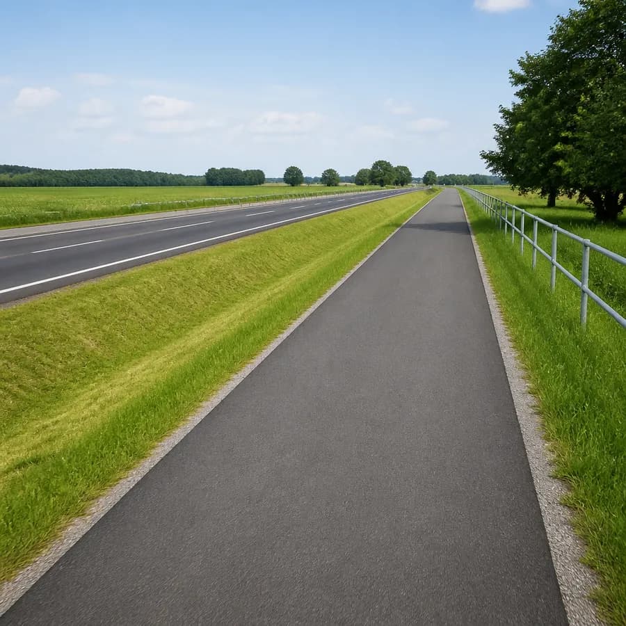 Nowa nawierzchnia na trasie dla pieszych i rowerzystów wzdłuż drogi krajowej nr 63